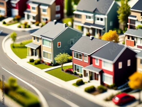 miniature model of townhouse neighborhood