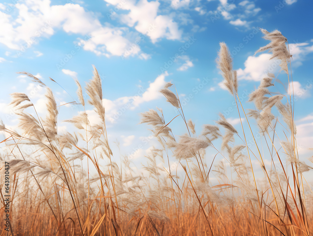 Obraz premium Dry wheat field and sky