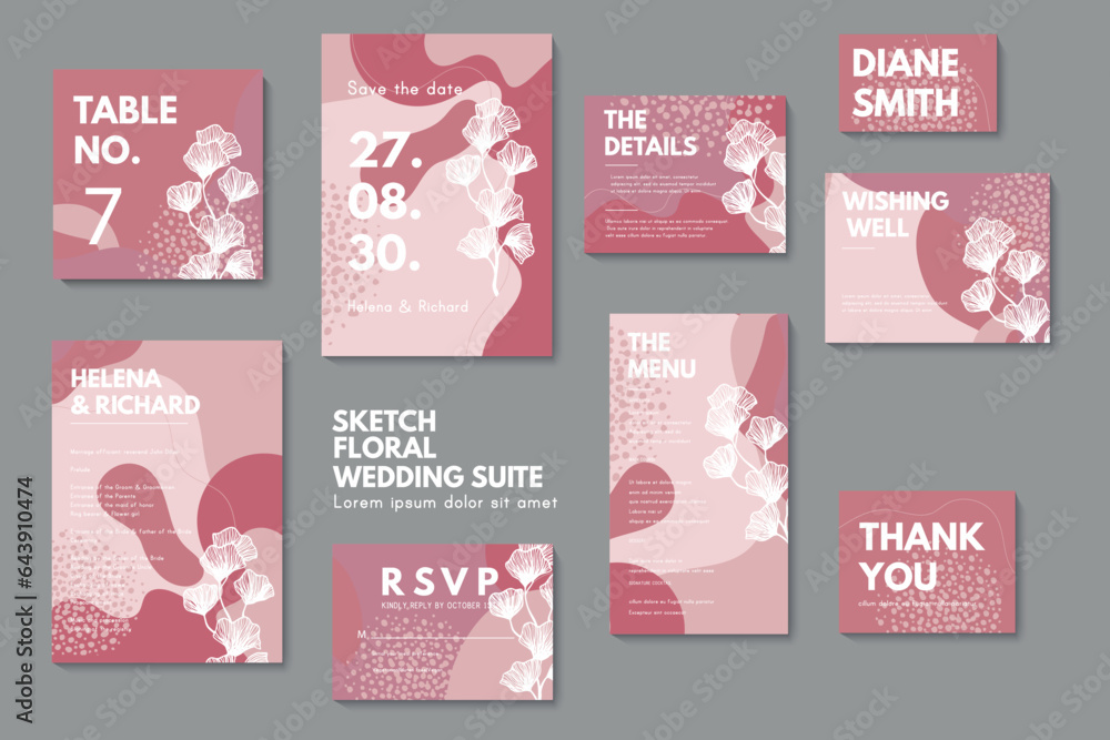 Wedding invitation, thank you card, save the date cards. Wedding set. RSVP card Wedding invitation, thank you card, save the date cards. Wedding set. RSVP card
