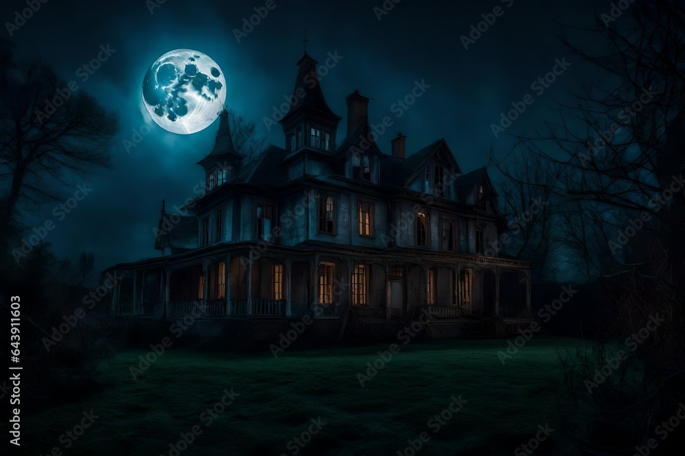halloween background with castle AI Generated 