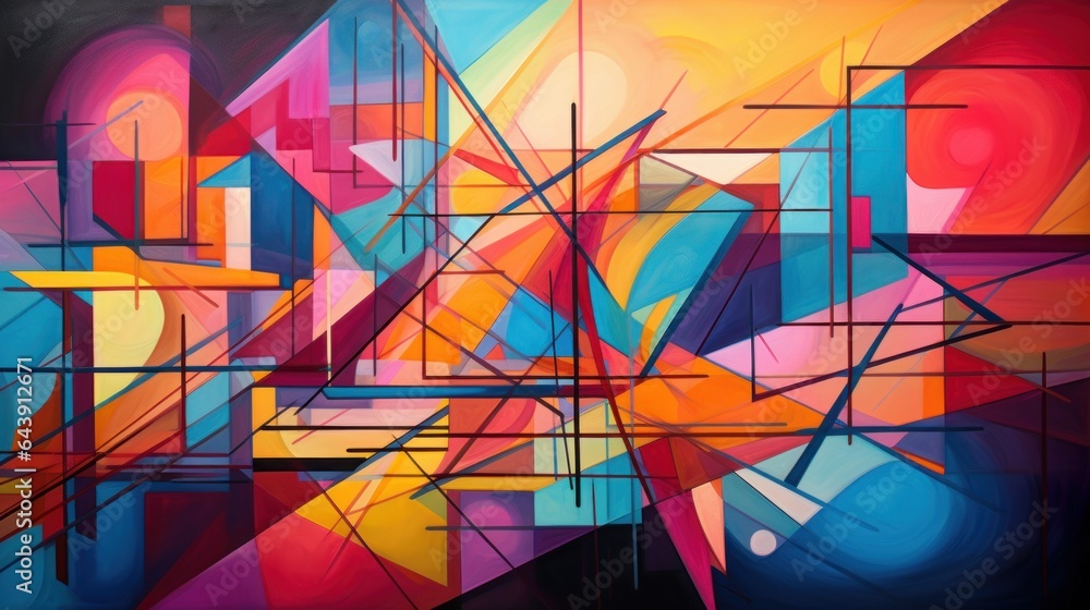 Fototapeta premium Vibrant, intersecting geometric shapes representing the intricate and interconnected aspects of mental well-being