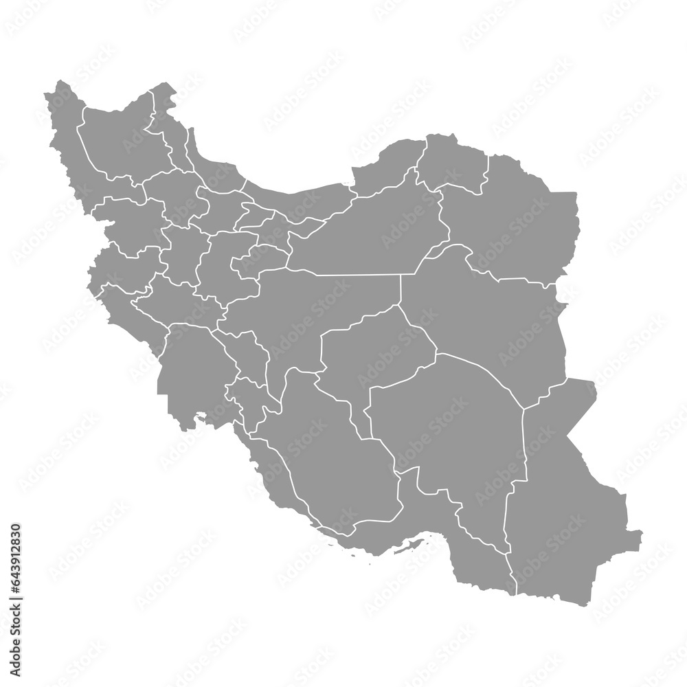 Iran map with administrative divisions. Vector illustration.