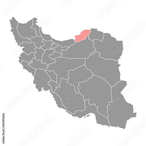 Golestan province map, administrative division of Iran. Vector illustration.