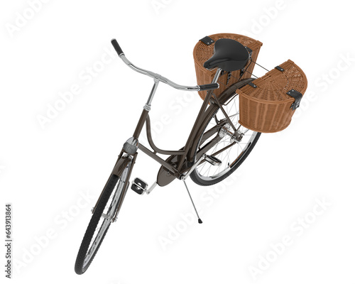 Fototapeta Naklejka Na Ścianę i Meble -  Classic bike with basket isolated on transparent background. 3d rendering - illustration