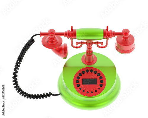 Classic cord phone isolated on transparent background. 3d rendering - illustration