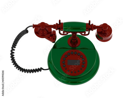 Classic cord phone isolated on transparent background. 3d rendering - illustration