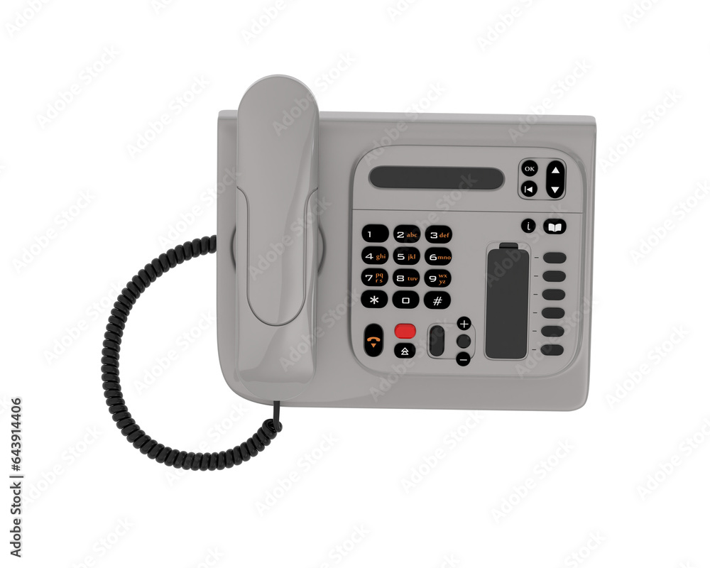 Cord phone isolated on transparent background. 3d rendering - illustration Cord phone isolated on transparent background. 3d rendering - illustration