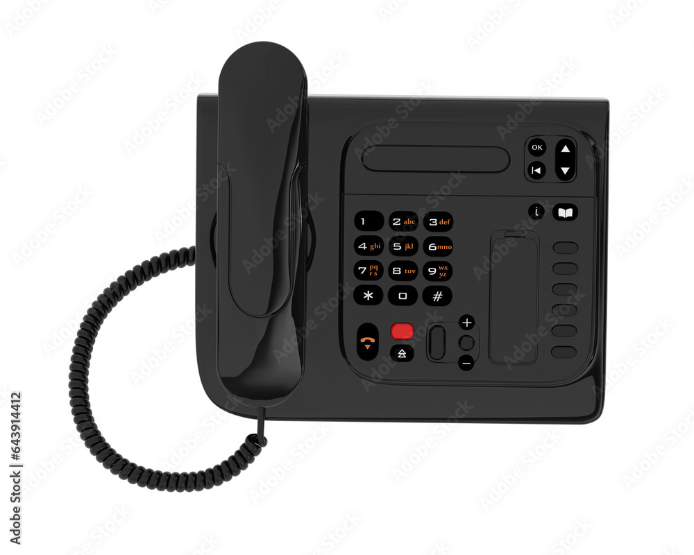 Cord phone isolated on transparent background. 3d rendering - illustration Cord phone isolated on transparent background. 3d rendering - illustration