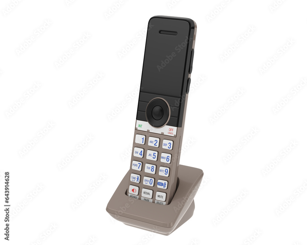 Cordless phone isolated on transparent background. 3d rendering - illustration Cordless phone isolated on transparent background. 3d rendering - illustration