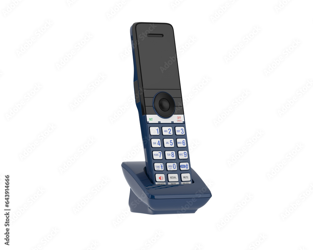 Cordless phone isolated on transparent background. 3d rendering - illustration Cordless phone isolated on transparent background. 3d rendering - illustration