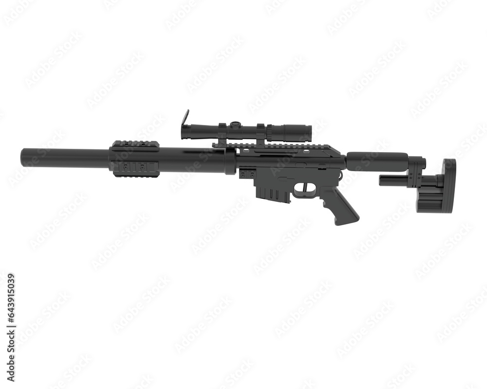 Machine gun isolated on transparent background. 3d rendering - illustration