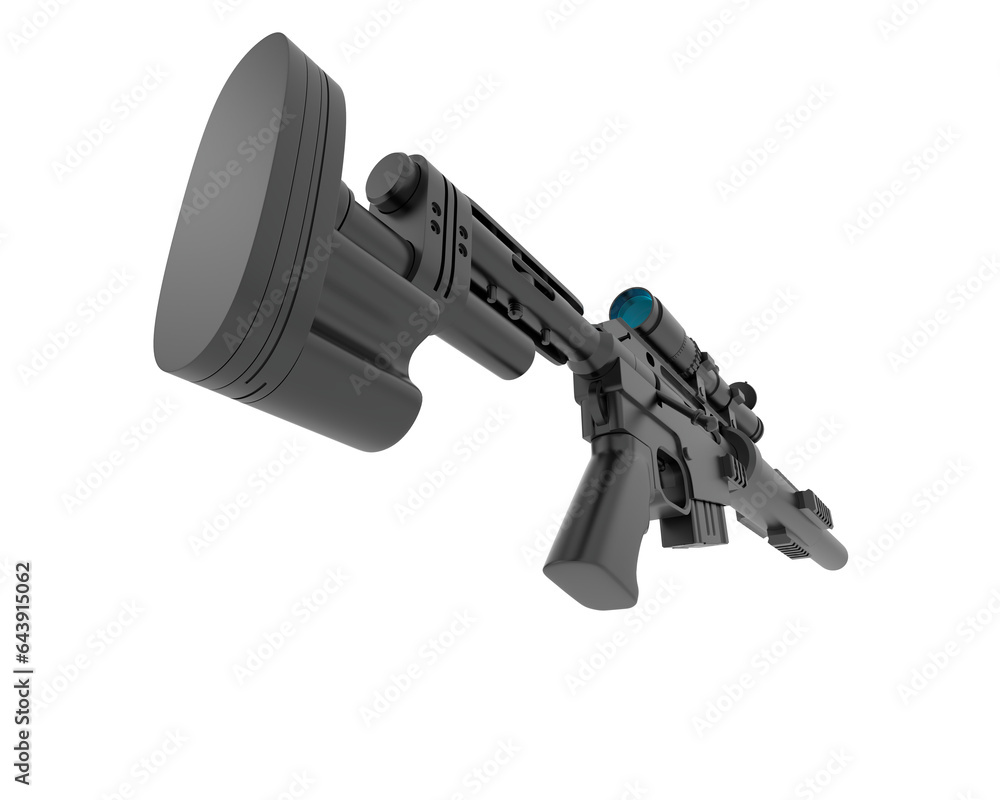 Machine gun isolated on transparent background. 3d rendering - illustration Machine gun isolated on transparent background. 3d rendering - illustration