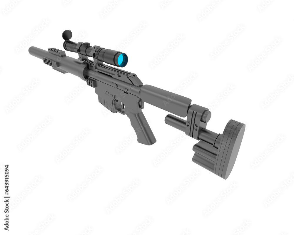 Machine gun isolated on transparent background. 3d rendering - illustration