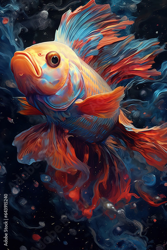 Fish, beautiful watercolor decorative poster