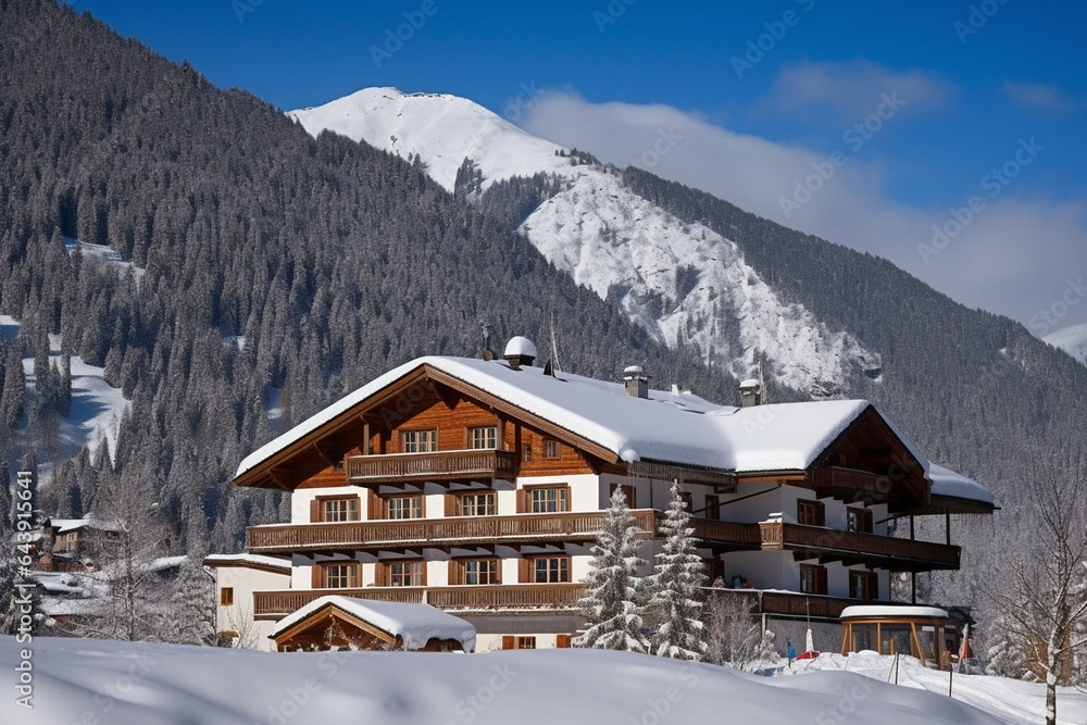 Mountain resort, Zillertal Valley, Tyrol, Austria. Generative AI