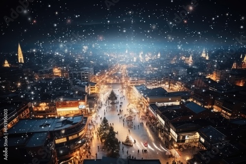 City decorate with Christmas festival theme. Generative AI