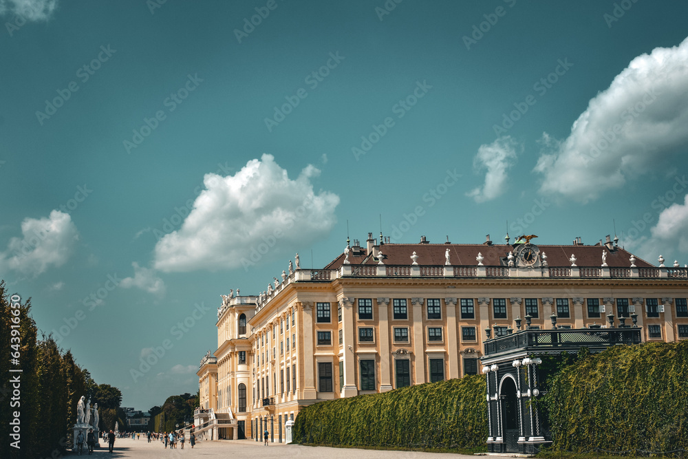 Side View of Schonbrunn Palace on a Summer Day - Vienna, Austria