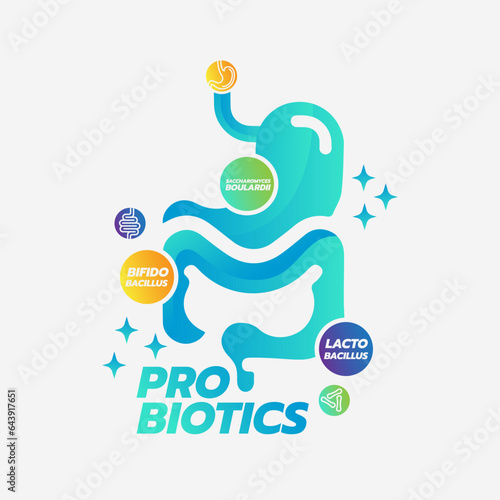 Probiotic Foods Good Bacteria Vector illustration. 