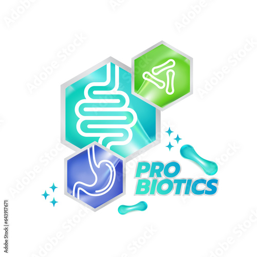 Probiotic Foods Good Bacteria Vector illustration. 