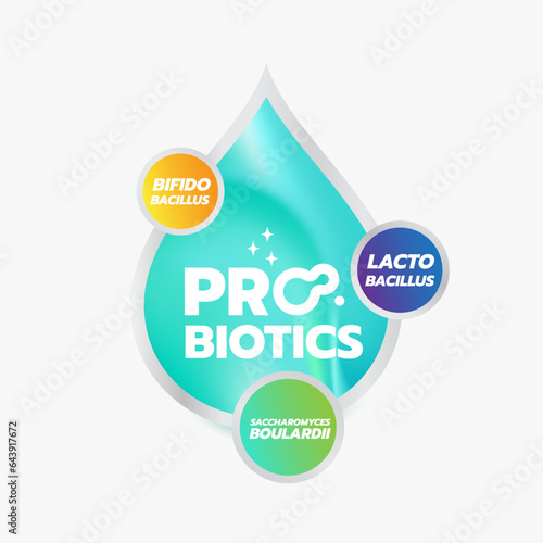 Probiotic Foods Good Bacteria Vector illustration. 