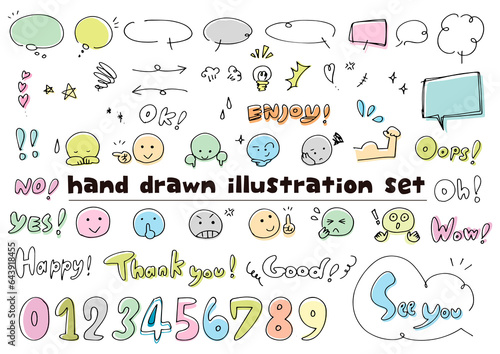 手描きのアイコンイラストセット