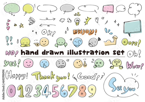 手描きのアイコンイラストセット