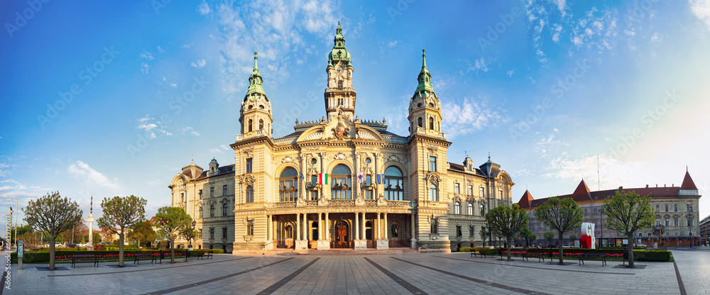 Obraz na płótnie Panorama of City hall in town Gyor, Hungary w salonie