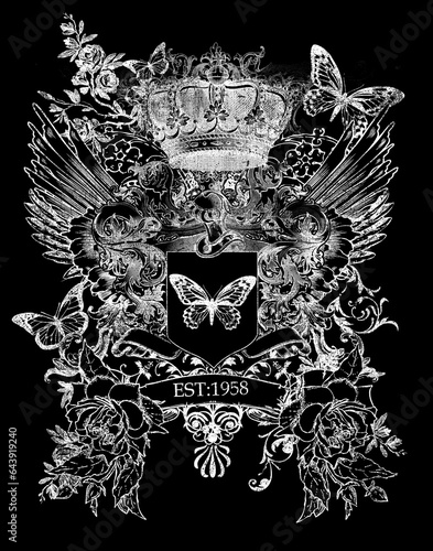 heraldic shield with wings