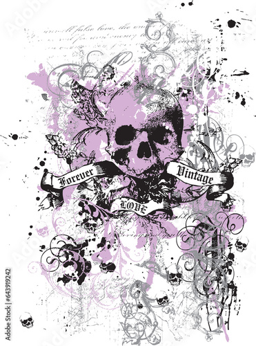 skull with wings with texture pattern 