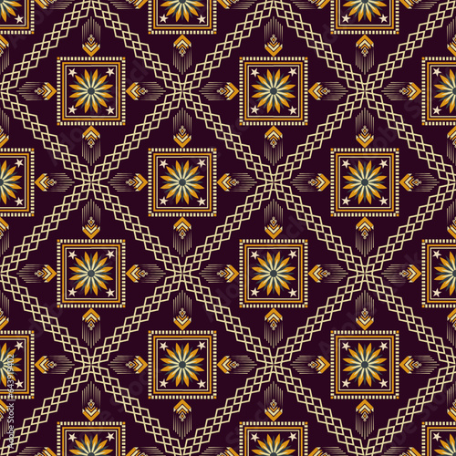 Geometric ethnic pattern seamless flower color. seamless pattern. Design for fabric,curtain,background,carpet,wallpaper,clothing,wrapping,Batik,mandalas,fabric,Vector illustration. pattern style.