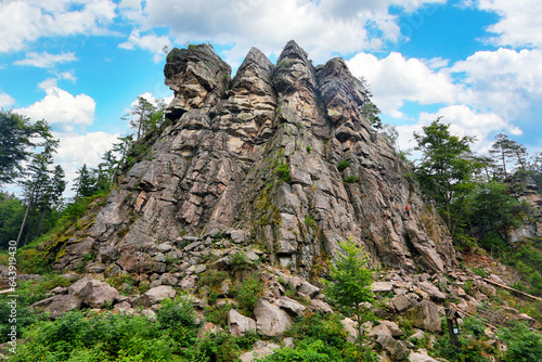 Ctyri palice rock formation in the day, Zdarske vrchy mountain - Vysocina, Czech republic photo