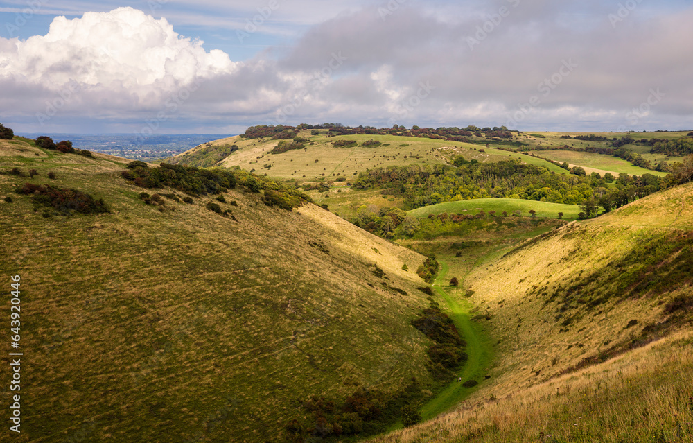 Dramatic valley of Devils dyke on the south downs west Sussex south east England UK