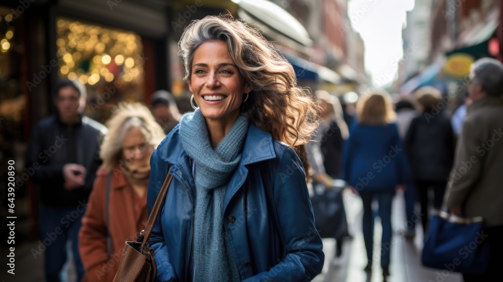 Fototapeta premium senior woman shoppinh at urban street.