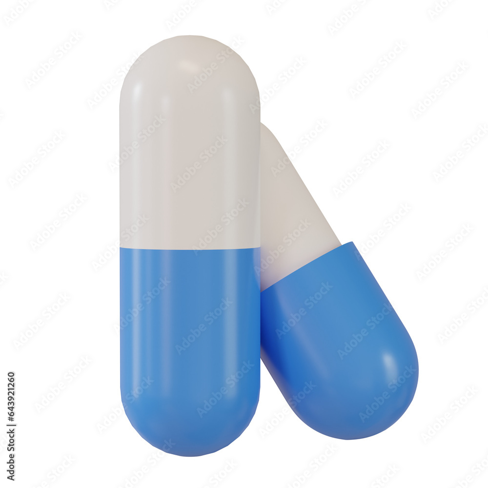 Medicine capsules red and blue colors isolated from the white background for graphic element. 3d render. Medicine capsules red and blue colors isolated from the white background for graphic element. 3d render.