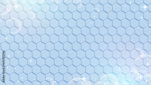 青色の六角形パターンの背景。