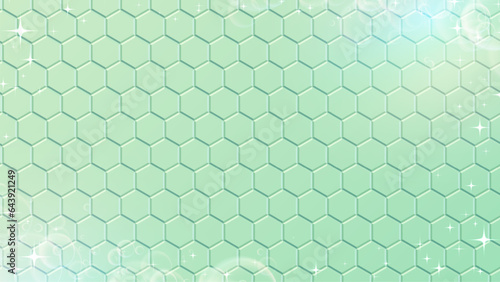 緑色の六角形パターンの背景。