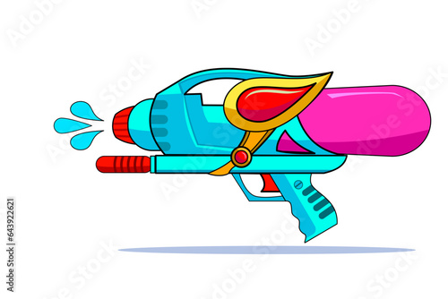 water gun water blaster water soaker pump with red blue pink yellow isolated 