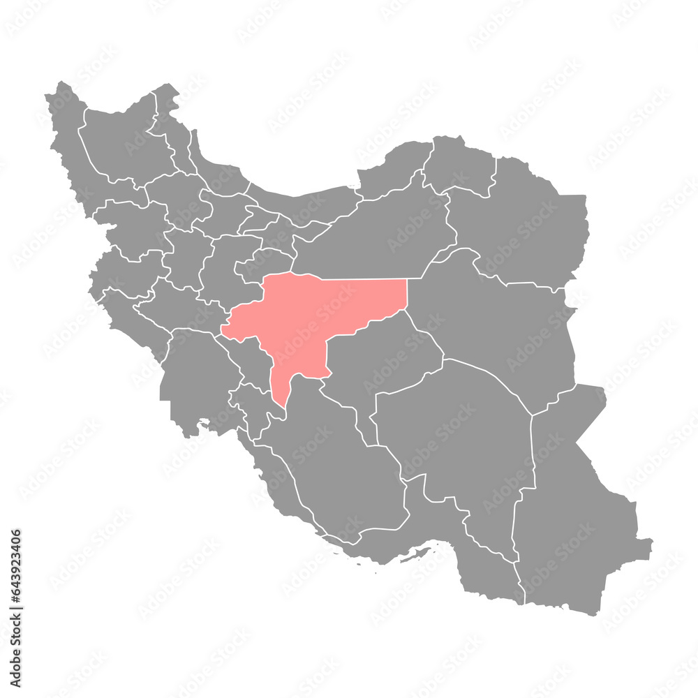 Isfahan province map, administrative division of Iran. Vector illustration.