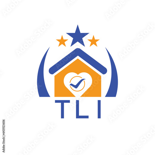 TLI House logo Letter logo and star icon. Blue vector image on white background. KJG house Monogram home logo picture design and best business icon. 
 photo