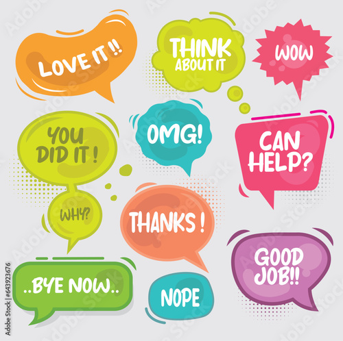 Speech bubble collection for comic. Isolated text balloon vector illustration.