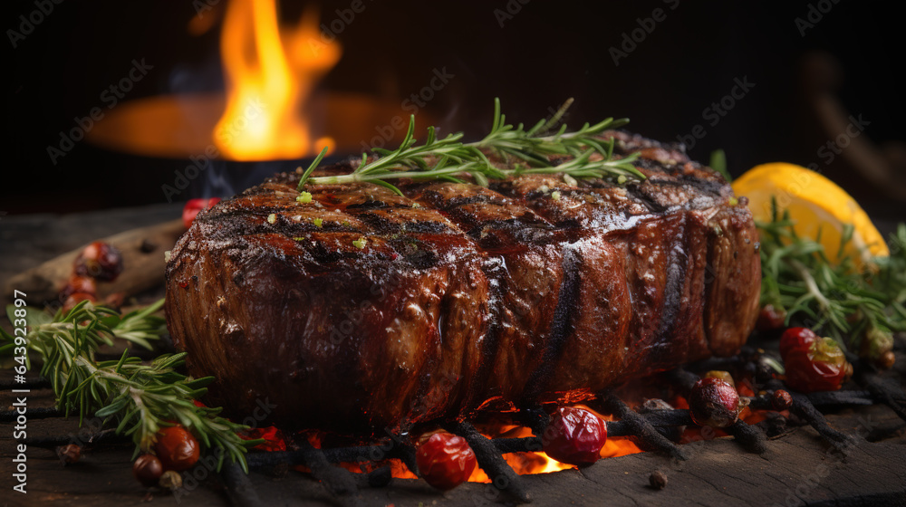 Grilled steak on the grill Grilled steak on the grill