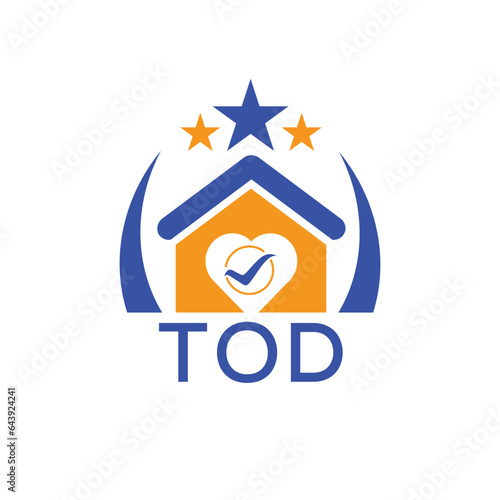 TOD House logo Letter logo and star icon. Blue vector image on white background. KJG house Monogram home logo picture design and best business icon. 
