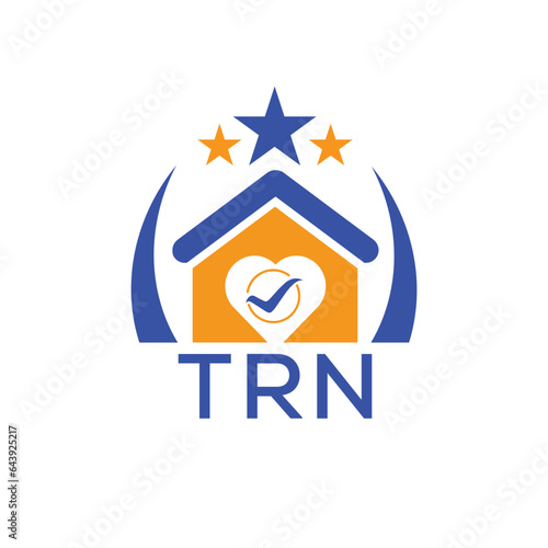 TRN House logo Letter logo and star icon. Blue vector image on white background. KJG house Monogram home logo picture design and best business icon. 
