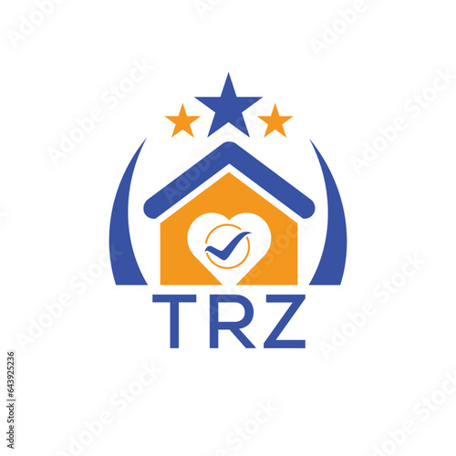 TRZ House logo Letter logo and star icon. Blue vector image on white background. KJG house Monogram home logo picture design and best business icon. 
 photo