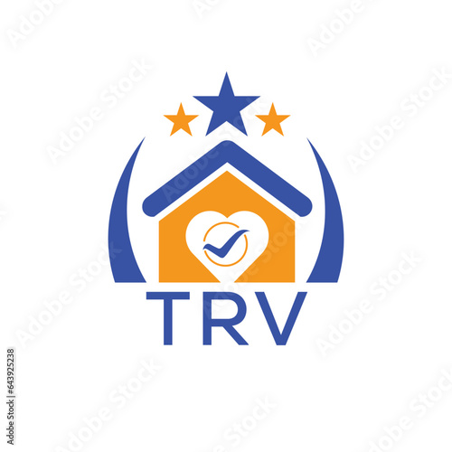 TRV House logo Letter logo and star icon. Blue vector image on white background. KJG house Monogram home logo picture design and best business icon. 
 photo