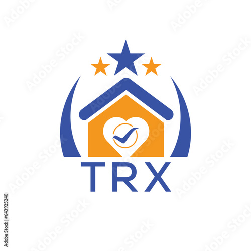 TRX House logo Letter logo and star icon. Blue vector image on white background. KJG house Monogram home logo picture design and best business icon. 
