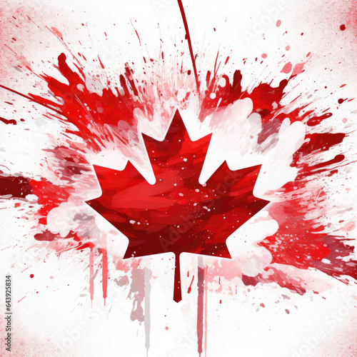 Flag of Canada day with maple abstract art, Generative AI