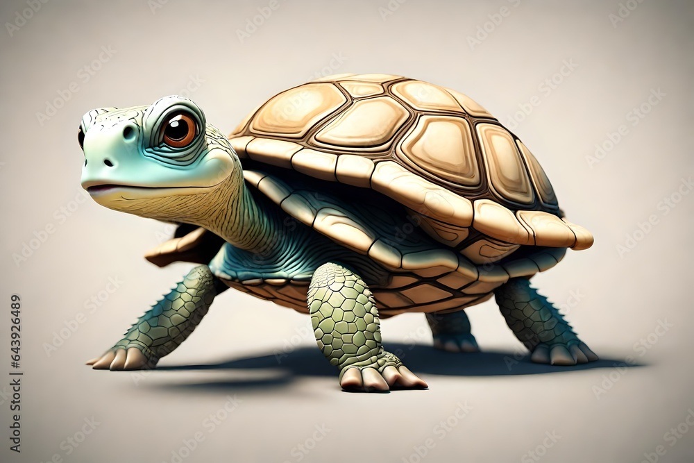 Obraz premium a 3d digital illustration of a cute turtle