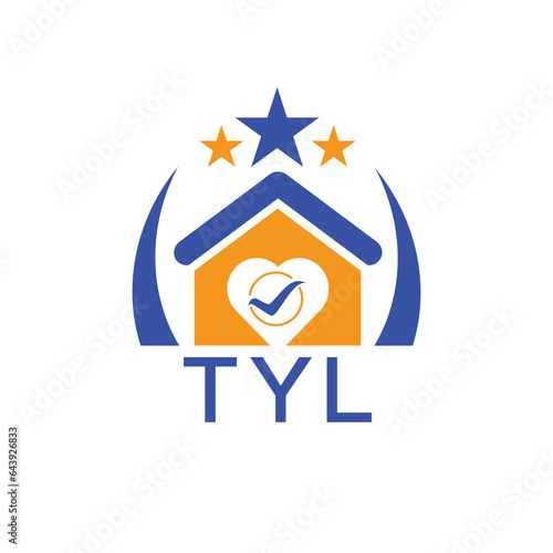 TYL House logo Letter logo and star icon. Blue vector image on white background. KJG house Monogram home logo picture design and best business icon. 

