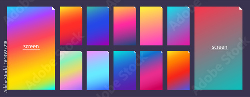 Soft pastel gradient smooth and vibrant color background set for devices, pc and modern smartphone screen soft pastel color backgrounds vector ux and ui design illustration